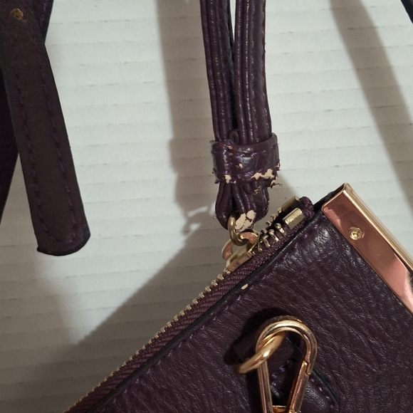 Free People Foreverly Crossbody Handbag Purse Purple Brown Faux Suede Fringe EUC - Picture 6 of 11